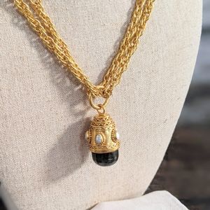 Julie Vos Baroque Labradorite + Pearl Pendant Necklace Single and Double Wrap